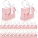 ZOOFOX 20 Pack Pink Treat Boxes for Girls, Small Valentines Candy Box Party Favors with Pearl Handle and Ribbon, Gift Boxes for Princess Pink Party, Baby Girl Shower, Wedding Decoration Supplies