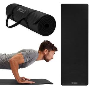 Gaiam Essentials Thick Yoga Mat Fitness & Exercise Mat with Easy-Cinch Yoga Mat Carrier Strap, 72"L x 24"W x 2/5 Inch Thick