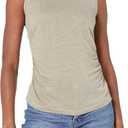 Club Monaco Women's Ruched Side Top (Medium, Olive/Olive)