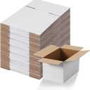 Calenzana 10x6x6 Shipping Boxes Set of 40, White Corrugated Cardboard Box for Mailing Packing Gifts Small Business