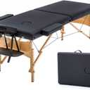 BestMassage Massage Bed Portable Massage Table 24 inch Wide Lash Bed Height Adjustable 2 Folding Spa Table with Non-Woven Bag for Spa Footmassage Facial CareSpa Tattoo (Black)