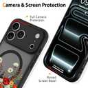 Magnetic Case for iPhone 17 Pro, Compatible with MagSafe,Cute Colorful Floral Pattern for Women Girls, Aesthetic Soft Slim Girly Pattern Phone Case Full Protection TPU, Black