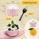 Jumbo Muffin Liners with Lids 50 Pack,Free-Air 5oz Aluminum Foil Cupcake Cups Muffin Tins,Disposable Ramekins Cupcake Baking Pans Cupcake Holders for Custard Mini Pie -Pink