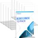 TONICE Acrylic Sign Holder 8.5 x 11 inch 12 Pack Double-Sided Plastic Sign Holder Stand Vertical Display Table Top Sign Holder for Office, Restaurants, Store, Wedding, Party