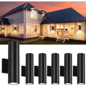 6 Pack 14inch Outdoor LED Wall Lights,Day White 4000K 1800LM Up&Down Outdoor Wall Light Aluminum Body Waterproof IP65 E26 Base led Porch Light for Wall Patio Garage Garden.