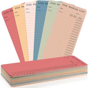 60 Pcs 2026 Reading Log Bookmark 3 x 7.9 Inch Reading List Bookmark Book Lovers Gifts Macaron Color Library Book Tracker Notecards for Teachers Students School Library Accessories