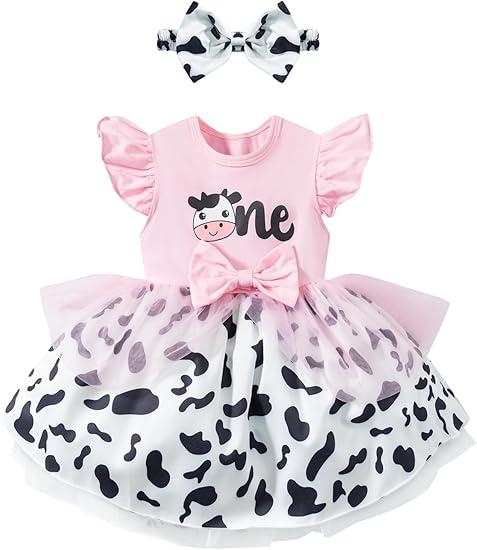 LATOBREATH Baby Girl 1st Birthday One Year Old Romper Outfits Photo Shoot Clothes+Headband, Size: 12-18 Months