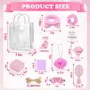 6 Sets Baby Shower Prizes for Winners Headband Hair Brush Jewelry Box Sleep Mask Compact Mirror Powder Puff Hair Tie Gift Bag Baby Shower Favors Bridal Shower Thank You Gifts for Guests (Pink)
