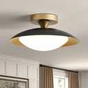 Dimmable Small Mid Century Modern Flush Mount Ceiling Light with Acrylic Shade,Black and Gold LED Ceiling Lights,5CCT 2700K-6000K Light Fxiture for Hallway Entryway Bedroom Kitchen Laundry Room 11.8in