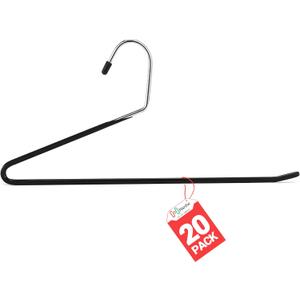 Open Ended Pants Hangers 20 Pack Non Slip Pants and Jean Hangers for Closet Space Saving Clothes Hanger Strong, Durable, Organize Your Closet and Save Space Skirt Hangers Black (20)