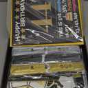 44th Birthday Decorations for Women Men, 18PCS Black Gold Back in 1981 Banner Decorations, Bday Backdrop, 44 Year Old Banner for Her Him, Birthday Card, 6 Paper Poms 9 Honeycomb Balls