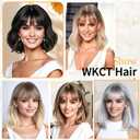 Hair Topper with Bangs Clip, 360 3D Cover Hair Toppers for Women with Thinning Hairs, 10 Inch Straight Clip in Bangs Hairs Piece for Women Daily Wear (RT6/27/613#-Ombre Light Brown to Blonde)
