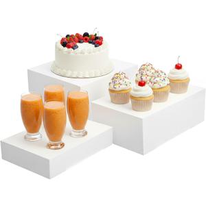 3 Pcs Buffet Risers Extra Large 121110 White Food Risers For Buffet Table Display Stand Acrylic Cube Boxes With Hollow Bottoms Dessert Table Display Set Collectibles Jewelry