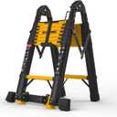 16.5 FT Telescoping A Frame Ladder, 8 Step, ANSI Certified, Type IA Heavy Duty, 330lbs Max Capacity, Aluminum Extension Ladder for Home, Roof, RV; Yellow