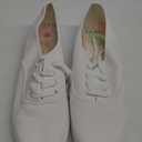 Womens Classic White Sneakers,Low Top White Canvas Shoes,Lightweight Casual Canvas Sneakers (12)