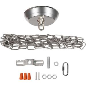 10 Feet Heavy Duty Silver Chain with 5" Light Canopy Kit for Chandelier, Swag Light Kit Light Fixture Mounting Bracket for Hanging Light,L0020