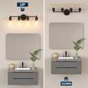 4-Light Bathroom Light Fixtures, Matte Black Modern Vanity Light with Clear Glass Shades, Bathroom Sconce for Mirror Living Room Cabinet Bedroom Porch,E26 Base(Bulbs Not Included)