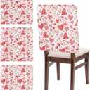 Chair Covers Set of 4 Red Love Chair Slipcover Protector Removable Washable Stretch Chair Covers Pink Heart Chair Back Covers for Dining Chairs Kitchen Dinner Party Holiday Decor