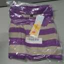 Womens Striped Polo T-Shirts Oversized Short Sleeve Top Cotton Color Block Loose Basic Tee Casual Tunics Summer Spring Tops (S)