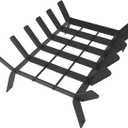 17 Inch Heavy Duty Fireplace Grate, Small Fire Wood Log Burning Rack Holder with 6 Support Bars for Indoor Outdoor Fire Place Accessories, Wrought Iron Firewood Stove Insert, Black