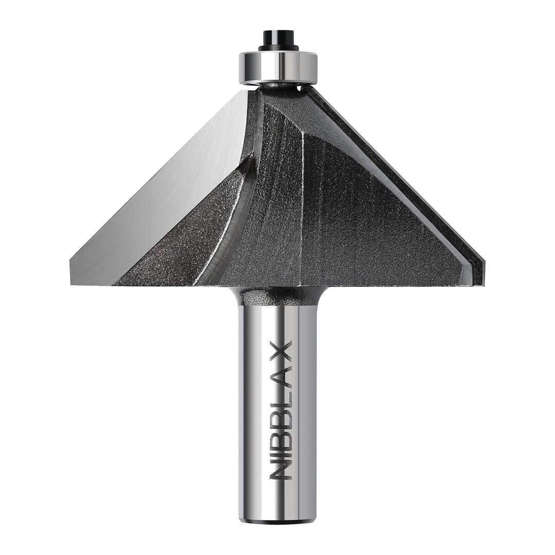 4 x 45 Degree Router Bit, Chamfer Router Bit 1/2 inch Shank, 1-1/2" Bevel Length and 27mm Cutting Height with an Angle of 45 Degrees for Angled Edges Woodworking 4 x 45 Degree Router Bit, Chamfer Router Bit 1/2 inch Shank, 1-1/2" Bevel Length and 27mm Cutting Height with an Angle of 45 Degrees for Angled Edges Woodworking