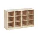 ECR4Kids 12 Cubby Mobile Tray Storage Cabinet, 3x4, Classroom Furniture, Natural