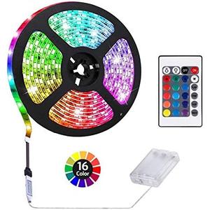 HIKENRI 1M/3.3FT Battery Powered LED Strip Lights, Flexible Color Changing RGB LED Light Strip, TV Backlight Background Lighting