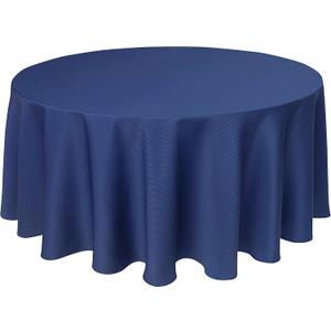Biscaynebay Textured Fabric Round Tablecloths 90", Navy Water Resistant Washable Table Cloths Circle Folding Table Covers Linen for Dining, Kitchen, Wedding & Parties etc