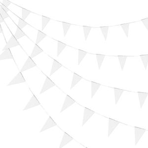 Consummate 100 Feet White Blank Pennant Banners Flags String Hanging Triangle Bunting DIY Flags for Grand Opening,Wedding,Kids Birthday,Party Decorations,60 PCS