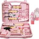 Grenebo 12-Piece Womens Gardening Tools Gift Set, Rust-Proof & Heavy-Duty Garden Tools with Durable Carrying Case, Fashionable & Thoughtful Gardening Gifts for Women&Men (Pink)