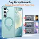 HuwaiH 360° Rotatable Magnetic Ring Stand for Samsung Galaxy S24 Plus/S25 Plus Case, Compatible with MagSafe, Military-Grade Shockproof, Anti-Scratch Matte Translucent Phone Case(Lake Blue)