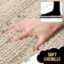 OLANLY Thick Bathroom Runner Rugs 47x20, Extra Absorbent Chenille Striped Bath Rugs, Rubber Backing, Machine Wash Dry, Long Bath Mats for Bathroom Floor, Tub and Shower, Home Decor Accessories, Sand
