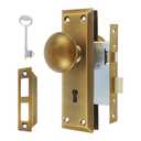 senharvest Vintage Door Knob with Lock for Interior Doors Antique Brass, Antique Brass 1 Pack Mortise Lock Set, Old Fashioned Bathroom & Bedroom with Skeleton Key for Old House Doors