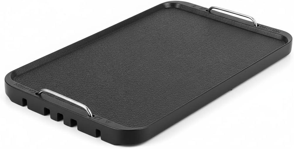 CUSIMAX Stove Top Griddle Pan, 14.96" x 8.66" Aluminum Non-stick Grill & Griddle Pan with Stainless Steel Handles, Flat Top Grill for Gas Stove/Charcoal Grills/Indoor&Outdoor Grill or Campfire