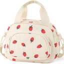 Insulated Lunch Box For Girls Small Lunch Bag Adult Women Work Kawaii Tote For Teen School Cute Compact Lunch Pail Keep Warm Lunch Pale For Ladies Teacher (00 Strawberry)