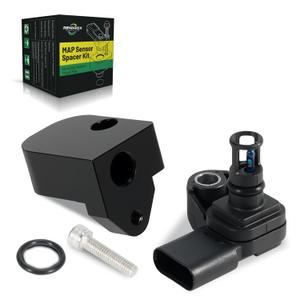 Intake Air Pressure and Temperature Sensor + Black Spacer Kit Fit for Chevrolet Silverado GMC Sierra 2500HD 3500HD 6.6L L5P Duramax Diesel 2017-2024, Replace 12681993 Manifold Pressure (MAP) Sensor