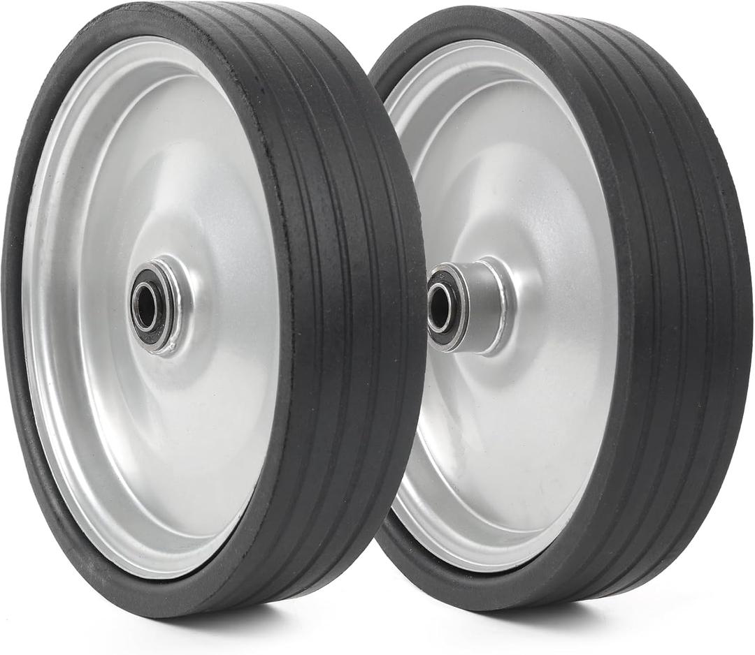 AR-PRO (2-Pack) 10"x2.5" Flat Free Solid Rubber Replacement Tires, 10" Solid Wheels for Hand Trucks Dolly and Wheelbarrows with 2.2" Offset Sub 5/8" Axles Hole