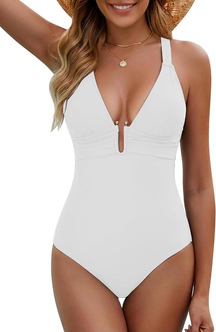 GRAPENT Beach Outfits for Women Swimming Suits for Women Cruise Wear White Large Fits US Size 12 to 14