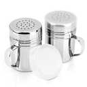 Accmor 2pcs Stainless Steel Dredge, Salt Pepper Dredge Shakers with Handle, Seasonings Spice Shakers with Lid, 6 Ounce