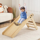 DEYGIA Wooden Slide for Toddlers, Toddler Slide Indoor, Kids Slide for Age 1-5, Wooden Foldable Baby Slide for Playroom and Children's Room, Montessori Climbing Toys (Wooden)