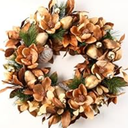 BINFEN 24" Winter Wreaths for Front Door, Gold-Brown Leaves Balls Pears Magnolia Flowers Christmas Wreath, Door Reef for Windows Fireplaces Walls, Front Porch Indoor and Outdoor Decor