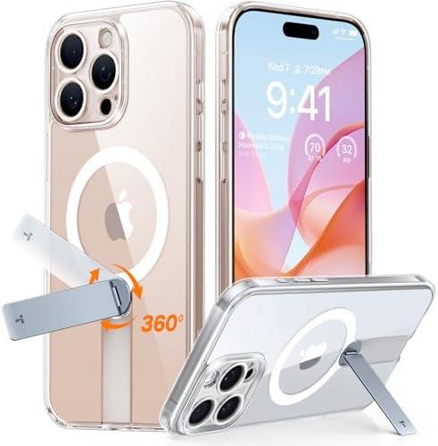 TORRAS 360 Stand & Magnetic Shockproof for iPhone 16 Pro Case with Full Camera Protection, Fit for MagSafe, 16FT Military Grade Shockproof Slim Phone Case for iPhone 16 Pro 6.3", Diamond Clear