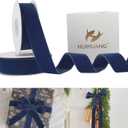 HUIHUANG Blue Velvet Ribbon 1 inch Double Face Thick Velvet Ribbons Dark Blue Ribbon for Gift Wrapping, Christmas Tree Ornaments, Wreath Decor, Bows, Crafts, Home Decor- 10 Yards