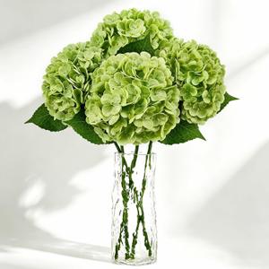 4 PCS Real Touch Hydrangea Artificial Flowers 20.5", Green Latex Faux Hydrangeas Large Fake Flowers with Stems Leaves for Family Table Wedding Bouquets Party Home Decor (4, Green, 20.5'')