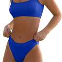 High Waisted Bikini for Women Tummy Control Bottoms Push Up Crop Top Swimsuit 2 Piece High Cut Teens Girls Bathing Suits (Small, Royal Blue Sports Bikini)