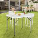 FDW 34" Folding Card Table Plastic, Portable Square Height, Perfect for Party and Parties Backyard Events, White