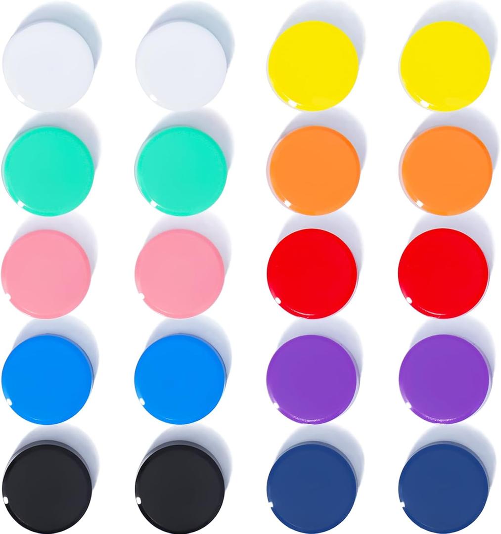 Fridge Magnets - 20 Pack 10 Colors Refrigerator Magnets, Small Strong Magnets, Heavy Duty Magnet for whiteboard, Fridge, Locker, Kitchen, School, Office & Classroom - Round Mini Cute Magnet