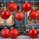 8 Pack Large Christmas Ball Ornaments 6 Inch Jumbo Glitter Hanging Ball Red/Green/White Candy Plastic Giant Oversizded Christmas Ornament for Indoor Outdoor Party Xmas Tree Decor(Classic)