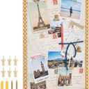 Maitys Bead Pinboard Framed Linen Bulletin Board, Gold, 20 x 30 Inch