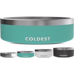 Coldest Dog Bowl - Anti Rust Metal, Non Slip, 3 Layers Insulated Stainless Steel Dog Bowls - Spill Proof & Heavy Duty - Water Bowl for Dogs, Cats & Pets, Dish Washer Safe (42 oz, Terraform Green)